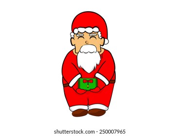 Vector Santa Claus holding of gift 