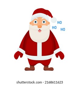 vector Santa Claus.   Santa laughs HO HO HO . Isolated on  white background. Christmas banner. Merry Christmas and Happy New Year.