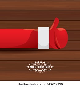 vector Santa Claus like hand icon isolated on wooden background . thumbs up santa hand symbol. merry christmas greeting card