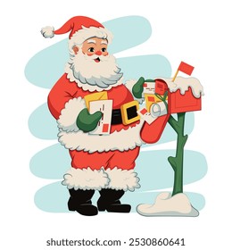 Vector Santa Claus Mailbox letter Cartoon Illustration Isolated