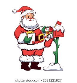 Vector Santa Claus Mailbox letter Cartoon Illustration Isolated