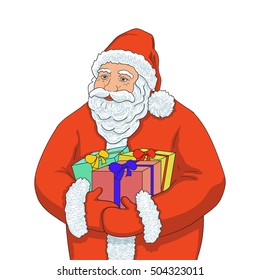 vector of santa Claus with new year gifts