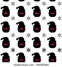 Vector Santa Claus pattern on white background. Print concept for fabric, background, wallpaper, other print production.
