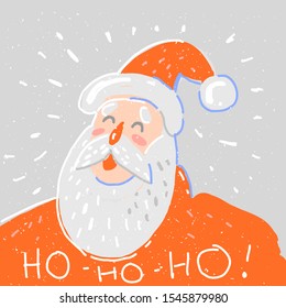 Vector Santa Claus Portrait laugh ho ho ho Christmas card