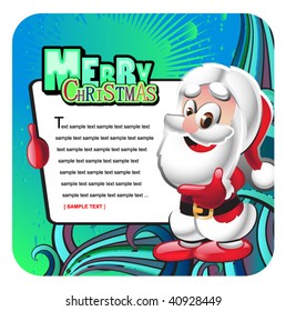 postal de vector santa claus con un signo de saludo
