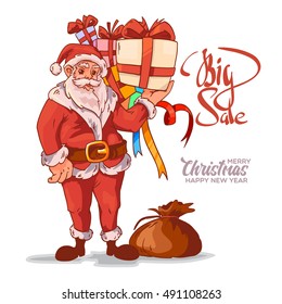 Vector Santa Claus with presents. Can be used for prints, poster or case.