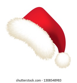 Vector Santa Claus red hat 3d icon isolated on white Christmas symbol illustration