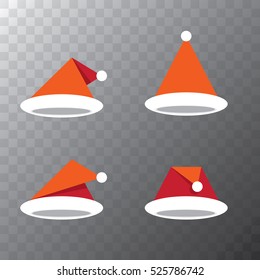 vector  Santa claus red hat flat icon set. paper origami red santa hat collection