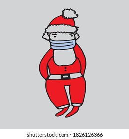 Vector santa claus in a red suit. Santa Claus in a mask. Santa Claus can be printed on textiles, postcards, calendars.