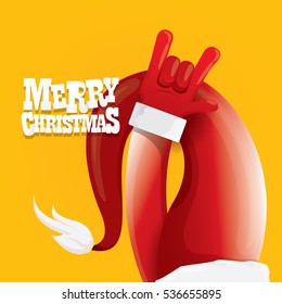 vector Santa Claus rock n roll style. Merry Christmas Rock n roll party poster design template or greeting card. Rockstar concept
