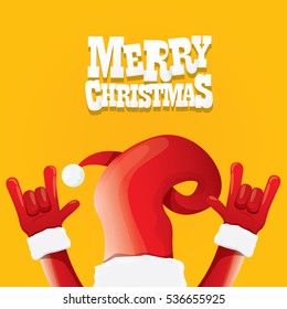 vector Santa Claus rock n roll style. Merry Christmas Rock n roll party poster design template or greeting card. Rockstar concept