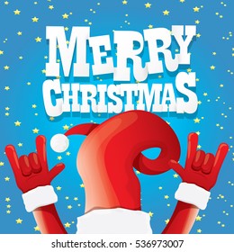 vector Santa Claus rock n roll style. Merry Christmas Rock n roll party poster design template or greeting card. Rockstar concept