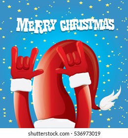 vector Santa Claus rock n roll style. Merry Christmas Rock n roll party poster design template or greeting card. Rockstar concept