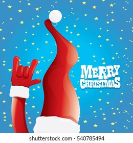 vector Santa Claus rock n roll style. Merry Christmas Rock n roll party poster design template or greeting card. Rockstar concept