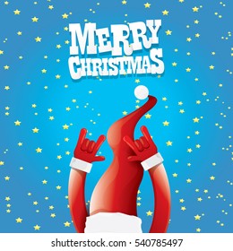 vector Santa Claus rock n roll style. Merry Christmas Rock n roll party poster design template or greeting card. Rockstar concept