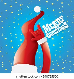vector Santa Claus rock n roll style. Merry Christmas Rock n roll party poster design template or greeting card. Rockstar concept
