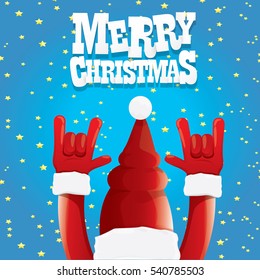 vector Santa Claus rock n roll style. Merry Christmas Rock n roll party poster design template or greeting card. Rockstar concept