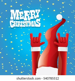vector Santa Claus rock n roll style. Merry Christmas Rock n roll party poster design template or greeting card. Rockstar concept