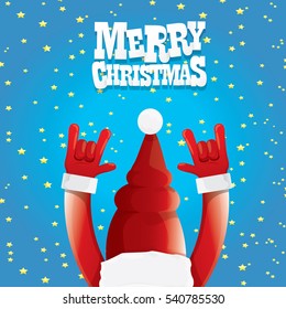 vector Santa Claus rock n roll style. Merry Christmas Rock n roll party poster design template or greeting card. Rockstar concept