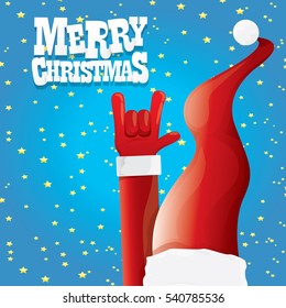 vector Santa Claus rock n roll style. Merry Christmas Rock n roll party poster design template or greeting card. Rockstar concept