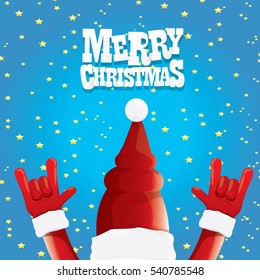 vector Santa Claus rock n roll style. Merry Christmas Rock n roll party poster design template or greeting card. Rockstar concept