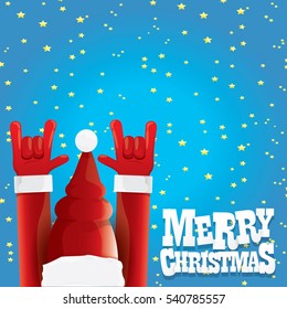 vector Santa Claus rock n roll style. Merry Christmas Rock n roll party poster design template or greeting card. Rockstar concept