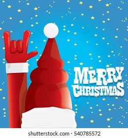 vector Santa Claus rock n roll style. Merry Christmas Rock n roll party poster design template or greeting card. Rockstar concept