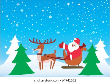 vector santa claus and rudolf
