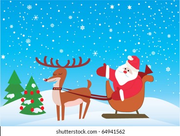 vector santa claus and rudolf