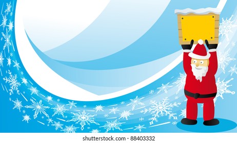 Vector Santa Claus con espacio para mensajes y fondo de copos de nieve de invierno azul