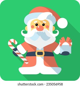 Vector Santa Claus standing with gifts icon flat design 