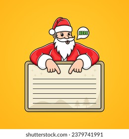 Vector of Santa Claus wanting to know your wishes.