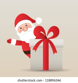 Vector Santa Claus wave. Vector illustration for retro christmas card.