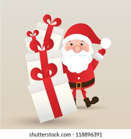 Vector Santa Claus ola. Ilustración vectorial para tarjeta de Navidad retro.