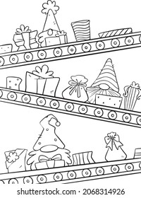 Vector Santa Claus workshop coloring sheet