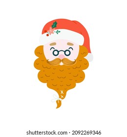 Vector Santa Clause head isolated on white background 