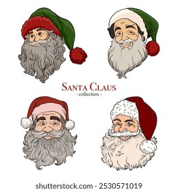 Vector Santa Collection Hand Drawing