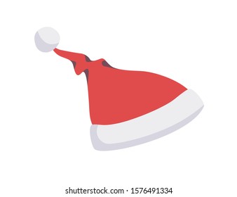 Vector santa hat isolated on white background for photo booth, scrapbooking, video chat effect, festive, party, mask for social media. New year costume. Winter cap. 10 eps