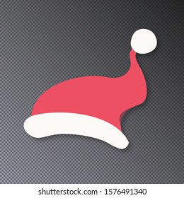 Vector Santa hat isolated on background for festive, party, photo booth, scrapbooking, video chat effect, mask for social media. New year costume. Winter cap. 10 eps