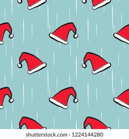 Vector santa hat seamless pattern for winter christmas holiday theme ready for fashion textile print background.