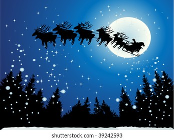  Vector of santa and his reindeer