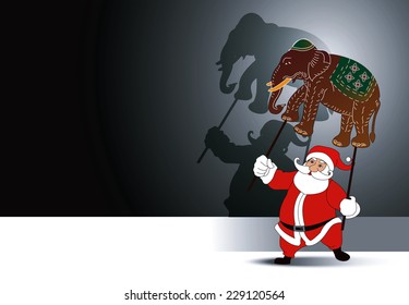 Vector of Santa holding with grand shadow play. Thai traditional celebrate