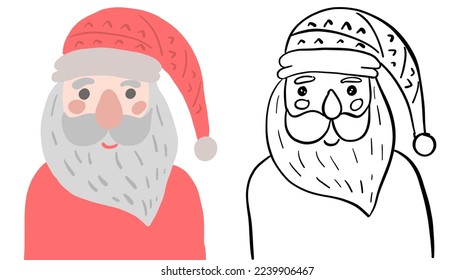 Vector Santa aislado en blanco. Ilustración de Doodle