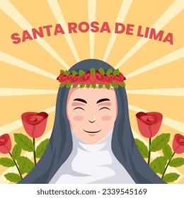 vector santa rosa de lima illustration with roses flowers