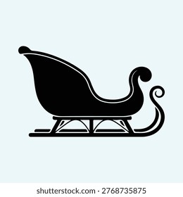 Vector Santa sleigh Christmas monochrome festive silhouette illustration