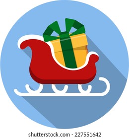 Vector Santa Sleigh with Gift Box 