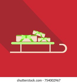 Vector Santa Sleigh with Gift Box