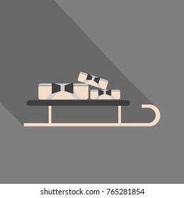 Vector Santa Sleigh with Gift Box