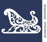 Vector Santa Sleigh Silhouette | Creative ornamental swirl elegant Christmas sledge icon
