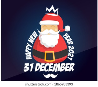 the vector santa and text happy new yeaer 2021